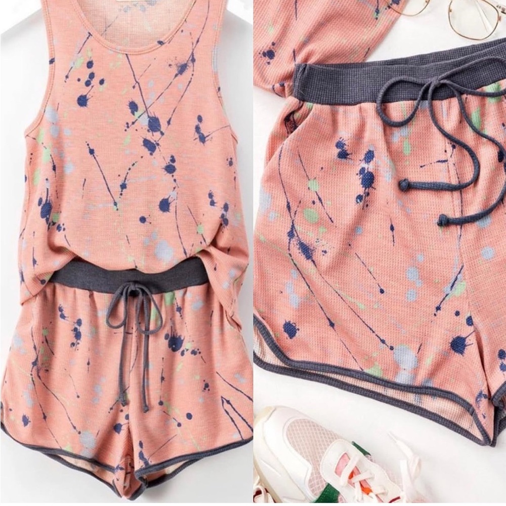 NWT. Paint Splatter Tank & Short Set